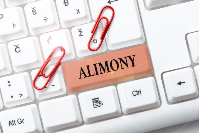 Sign displaying Alimony. Word for money paid to either husband or wife after a divorce by court order Upgrading And Repairing Old Website, Enhancing Software Codes